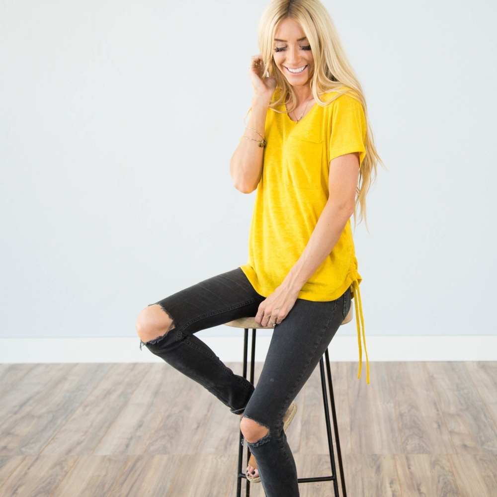Cinched Top in Mustard - Stevie Hender